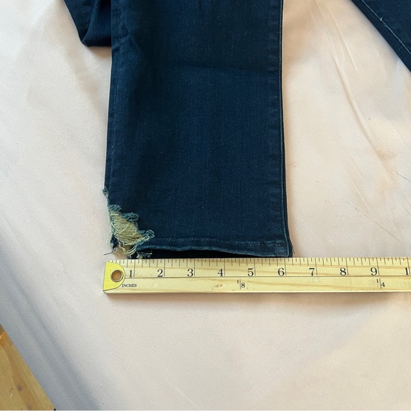 Frame Le High Straight Stretch Denim Dark Wash Denim High Rise Ripped Crop Jeans - Picture 11 of 11